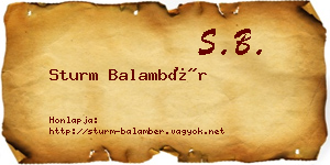 Sturm Balambér névjegykártya